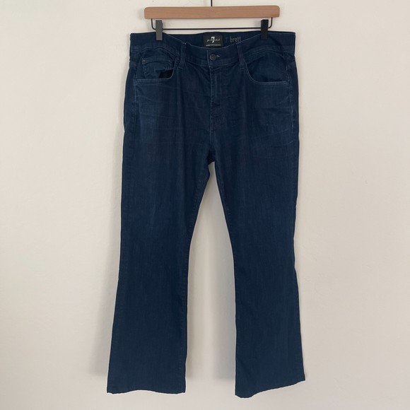 7 For All Men Kind Luxe Brett Performance Blue Jeans - Picture 1 of 8